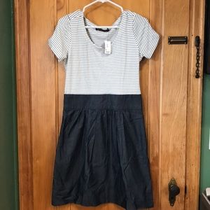 Black & white striped/denim dress